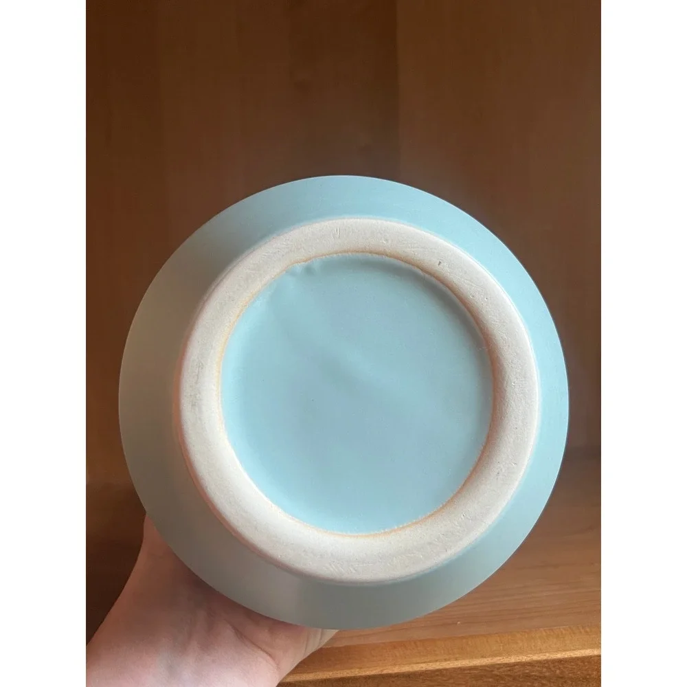 Modern Matte Light Blue Ceramic Bud Vase Geometric Minimalist Home Decor 7.5in
